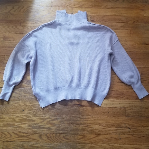 Womens Ribbed Gray Slouchy Relaxed Pullover Quarter Zip Sweater Med - Picture 8 of 11